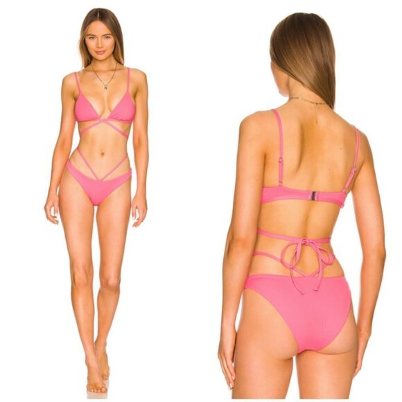 💕JONATHAN SIMKHAI💕 Bikini Set Harlen Top + Emmalynn Bottom Flamingo Pink S NWT - Picture 5 of 16